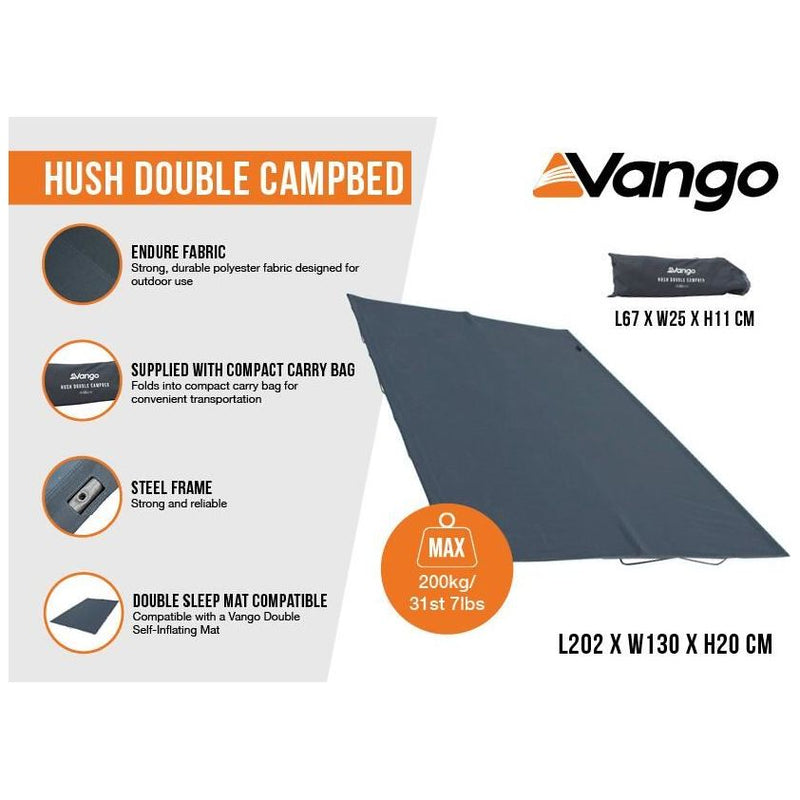 Vango Hush Double Campbed Double Granite Grey Vango - UK Camping And Leisure