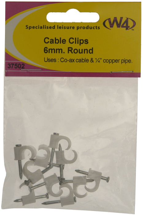 W4 Round Cable Clips 6Mm (10) 37502 W4 - UK Camping And Leisure