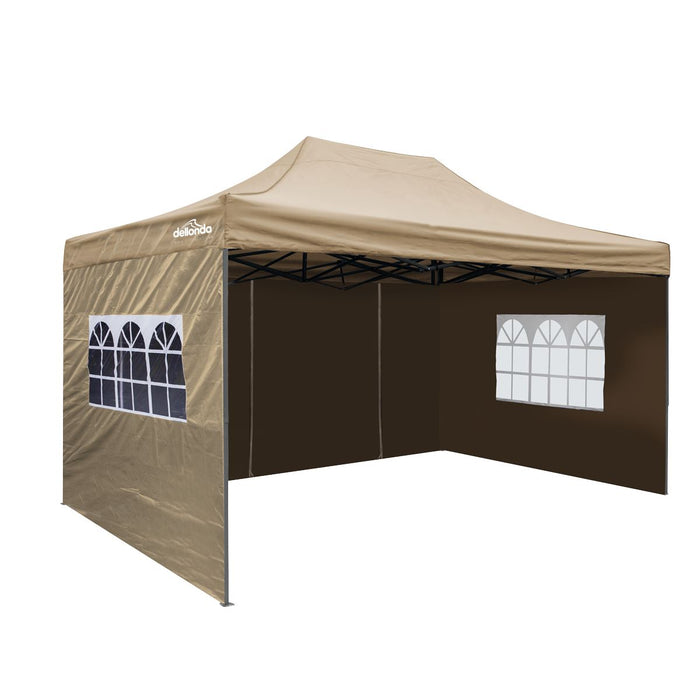 Dellonda 3x4.5m Pop-Up Gazebo & Side Walls Water Resistant Fabric - Beige Dellonda - UK Camping And Leisure