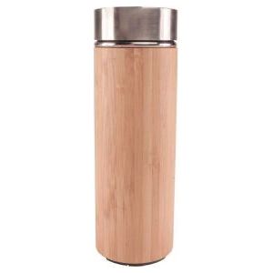 Via Mondo Vacuum Flask 05L S Steel/Bamboo Temp Gauge 8036417 Via Mondo - UK Camping And Leisure