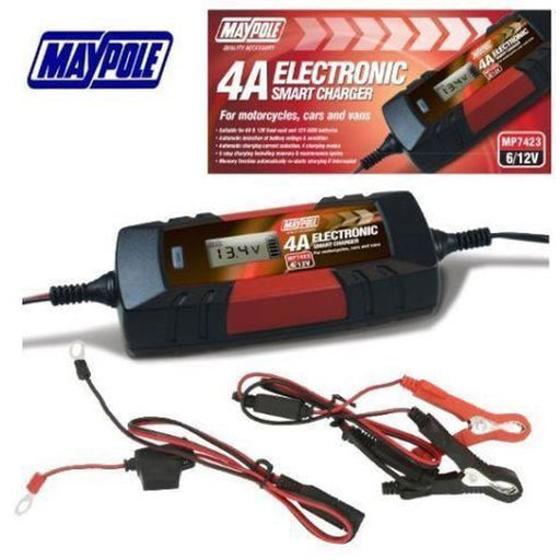 MAYPOLE 7423 Electronic Car Battery Charger Smart Fast Trickle Pulse Modes 4 AMP - View 2