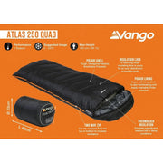 Vango Atlas 250 Quad Deep Atlantic Green Single Sleeping Bag - View 4