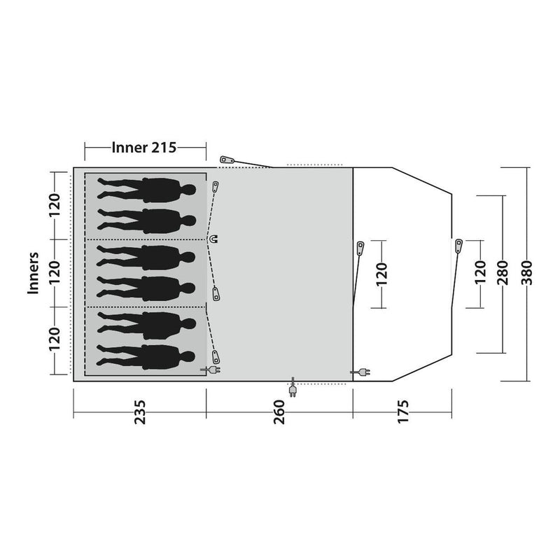 Outwell Edmonds 6 TC 6 Berth Four Room Tunnel Tent - View 22