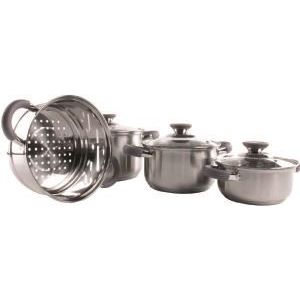 Via Mondo Chef 1 7Pce Stainless Steel Cookware Set 1165253 Via Mondo - UK Camping And Leisure