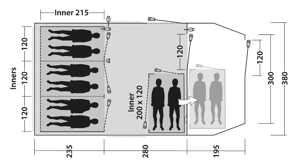 Outwell Phoenix 6+2 Pole Tent Green 8 Person Outwell - UK Camping And Leisure
