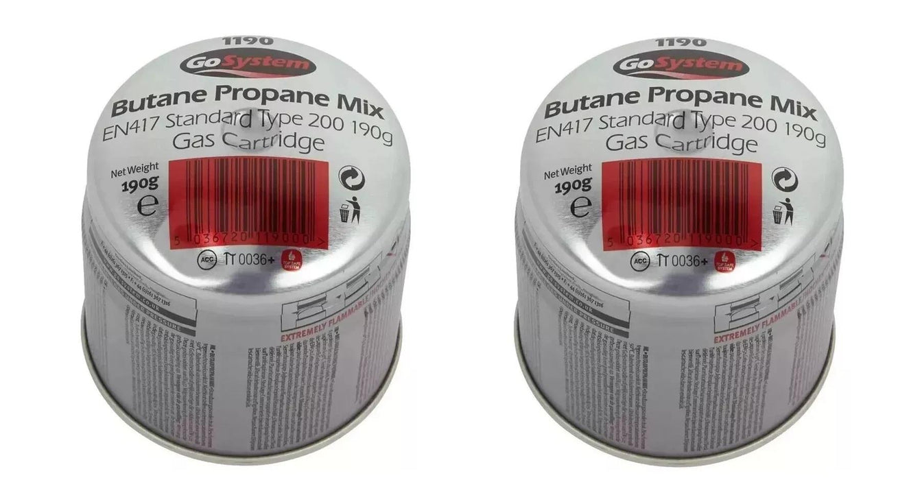 2x Go System Pierceable Butane Propane Gas Cartridge Fishing Camping 190g Go System - UK Camping And Leisure