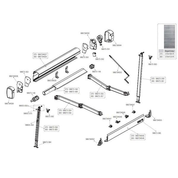 Fiamma Right Hand Leg 300cm for F43 Awnings (98673-361)