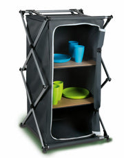 Camping Storage Cupboard Cabinet Folding Canvas Clothes Wardrobe 2 Shelves