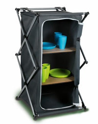 Camping Storage Cupboard Cabinet Folding Canvas Clothes Wardrobe 2 Shelves