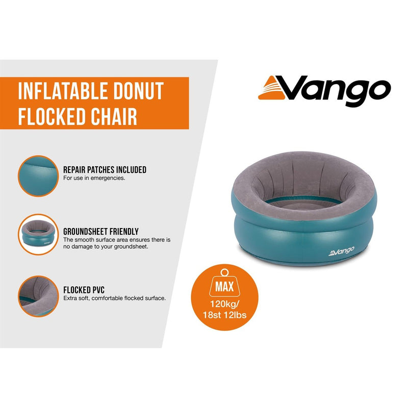 Vango Inflatable Donut Flocked Camping Chair Teal - View 4