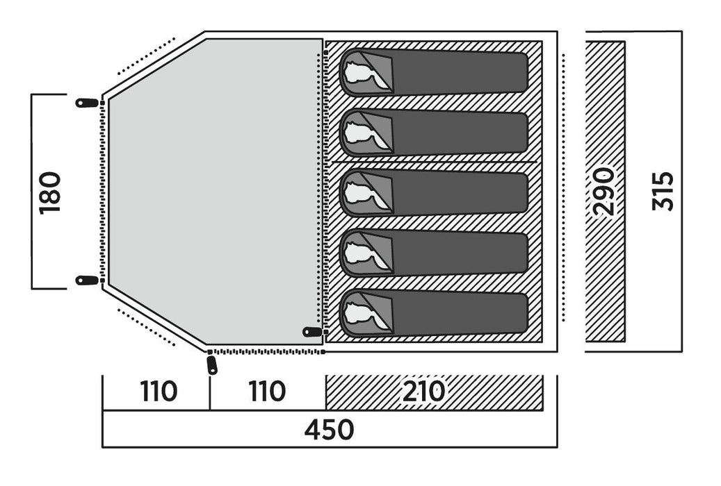 Easy Camp Hidra 5 Pole Tent Green 5 Person Easy Camp - UK Camping And Leisure