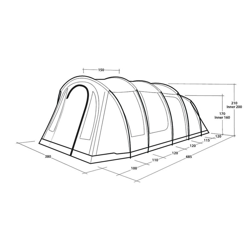Outwell Carolina 6 Person Pole Tent Blue 6 Person Outwell - UK Camping And Leisure
