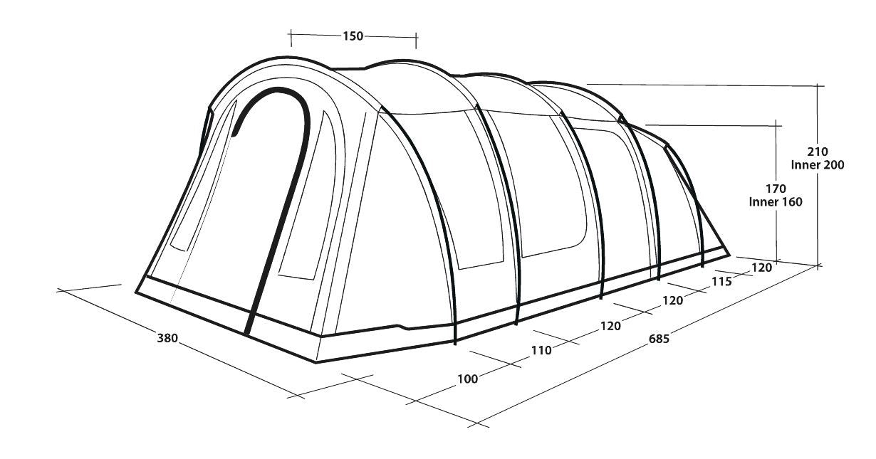 Outwell Carolina 6 Person Pole Tent Blue 6 Person Outwell - UK Camping And Leisure
