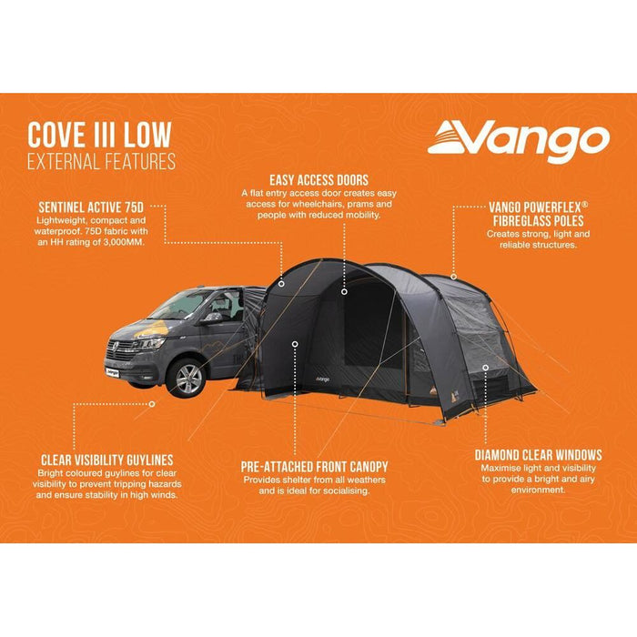 Vango Cove III Low Drive Away Awning Low Smoke Vango - UK Camping And Leisure