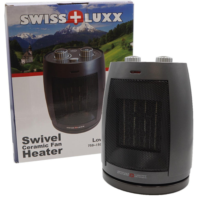 Fan Heater Caravan Motorhome Electric Low Wattage Swiss Luxx Swivelling Ceramic Swiss Luxx - UK Camping And Leisure