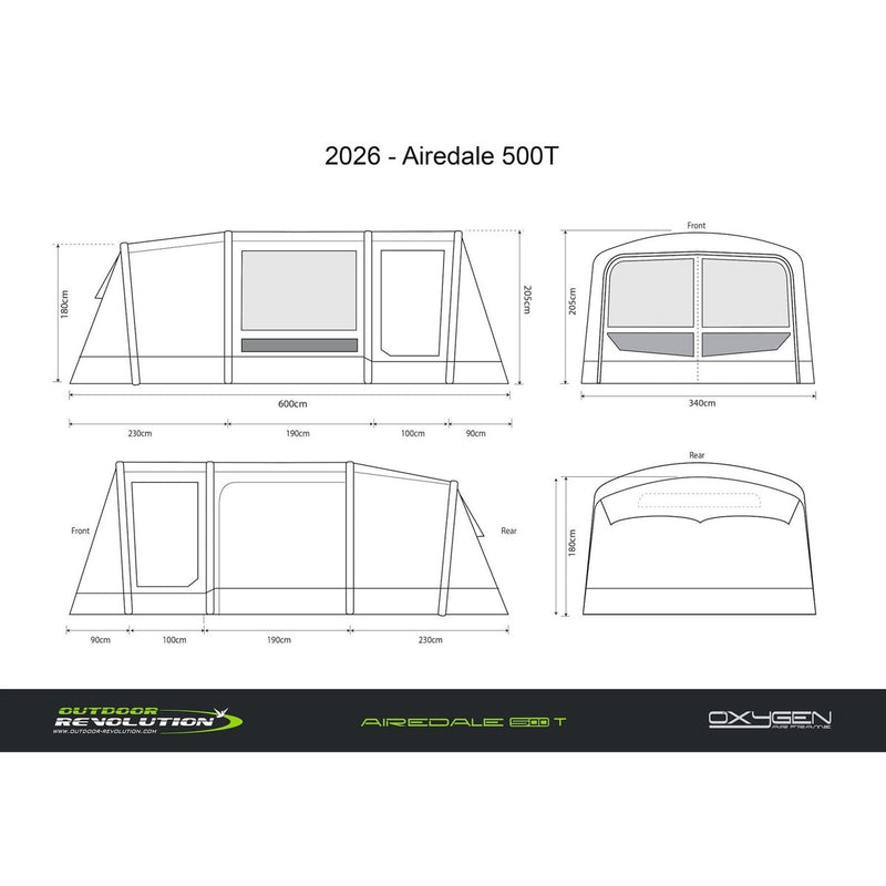 Outdoor Revolution Airedale 500T Air Tent 5 Berth Family Tent Inc Footprint - View 16