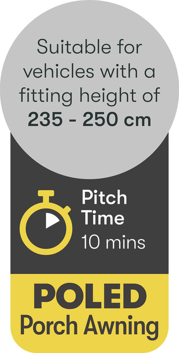 Quest Falcon Pro 220 Poled Porch Caravan Awning Grey Quest Leisure - UK Camping And Leisure