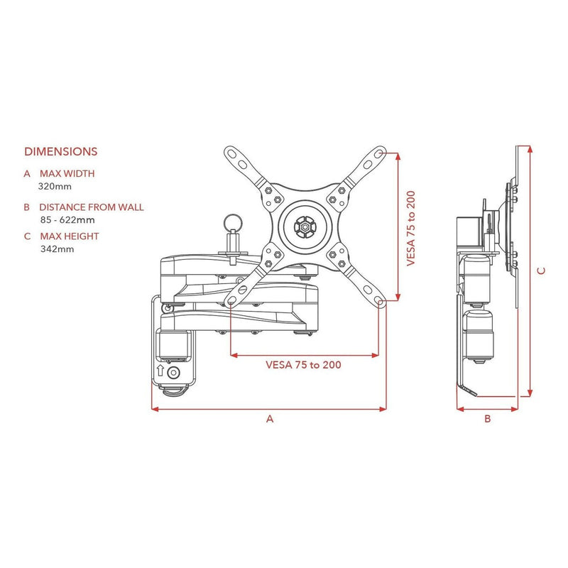 Maxview Cantilever 3 Arm Wallmount Dual Lock 13" - 40" M7441 Maxview - UK Camping And Leisure