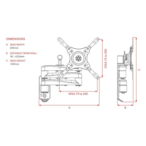 Maxview Cantilever 3 Arm Wallmount Dual Lock 13" - 40" M7441 Maxview - UK Camping And Leisure