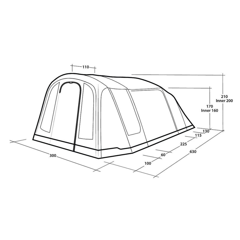 Outwell Sacramento 4 Air 4 Berth Four Room Tunnel Tent - View 14