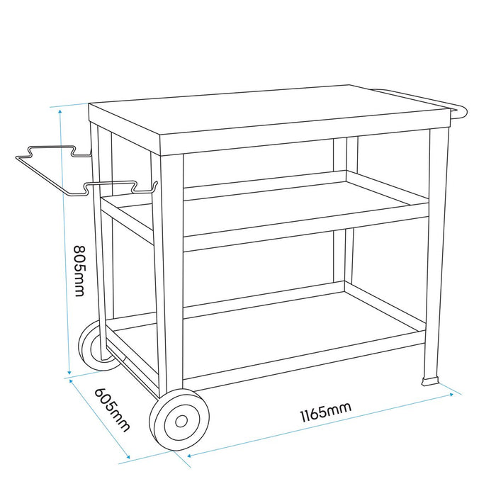 Dellonda Plancha Trolley with Utensil Holder - Stainless Steel Top Dellonda - UK Camping And Leisure