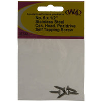 MDS1203 W4 No 6 1/2 Stainless Steel Self Tapping Counter Sunk Screw 37733