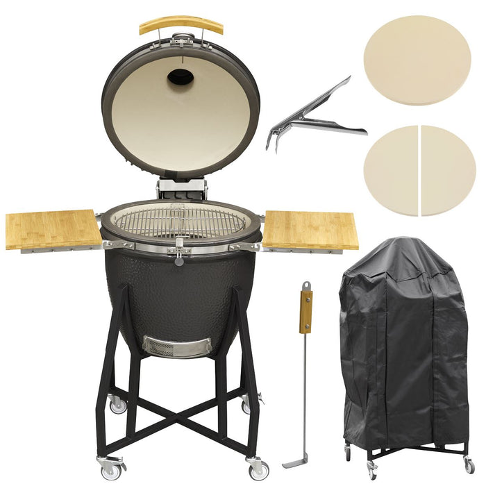 Dellonda  22"(56cm) Ceramic Kamado Style BBQ Cover Grid Gripper Heat Deflecto Dellonda - UK Camping And Leisure