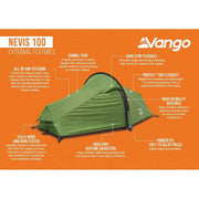 Vango Nevis 100 Pamir Green 1 Person Tent Vango - UK Camping And Leisure