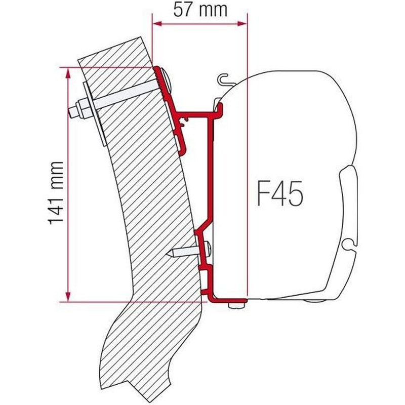 Fiamma 350cm Adapter Bracket Wingamm Oasi for F45 F70 Awning Mounting 98655-931 Nova - UK Camping And Leisure