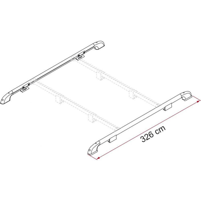 Fiamma Aluminium 3M 2 Bars Roof Rail Luggage Carrier System Motorhome Campervan 05516-01- Fiamma - UK Camping And Leisure