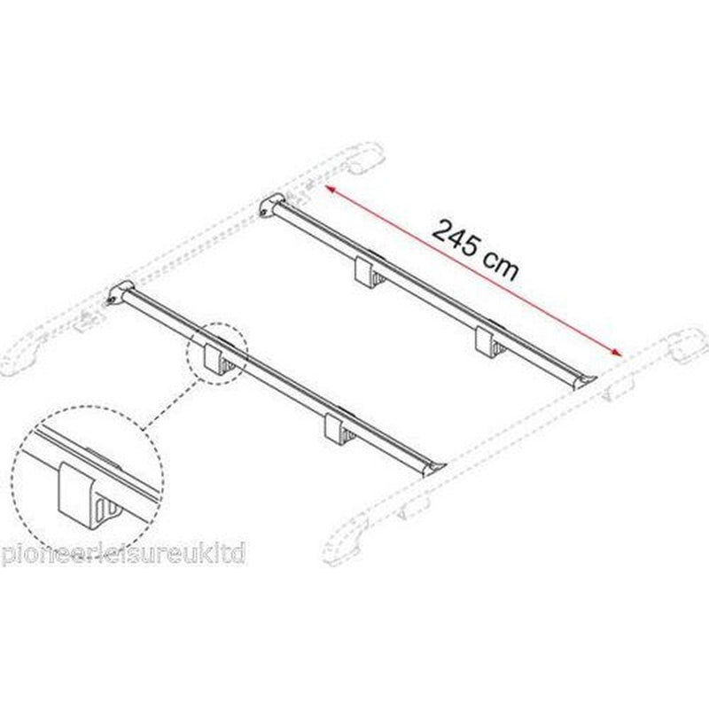Fiamma Aluminium Carry All Fixing Bar Rails Luggage Roof Rack Motorhome Camper 98655-075 Fiamma - UK Camping And Leisure