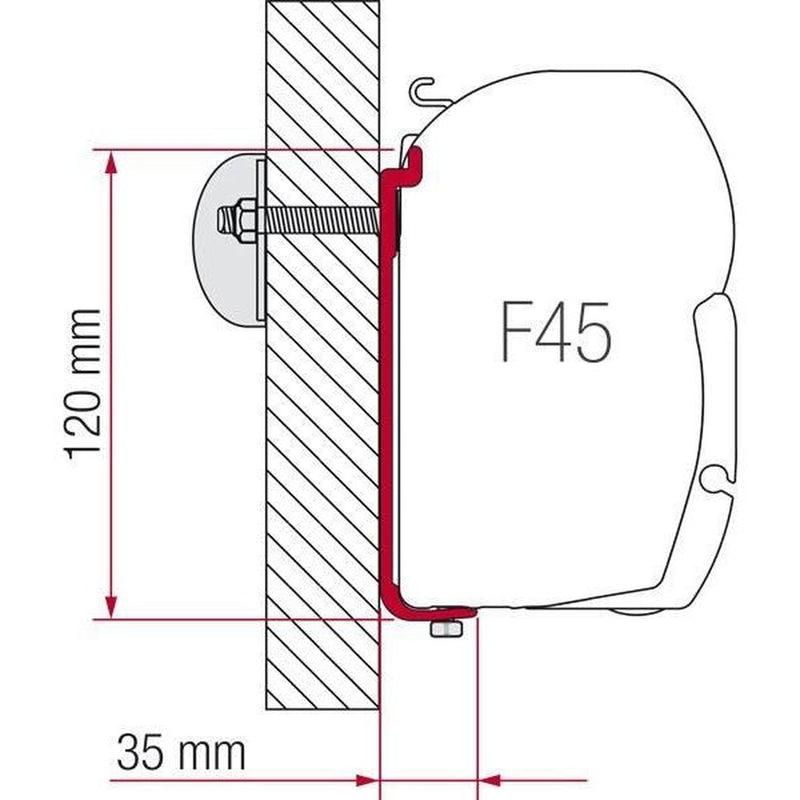 Fiamma As 450 Adaptor Bracket For F45 F70 Awning Motorhome Campervan Fitting Kit 98655-928 Fiamma - UK Camping And Leisure