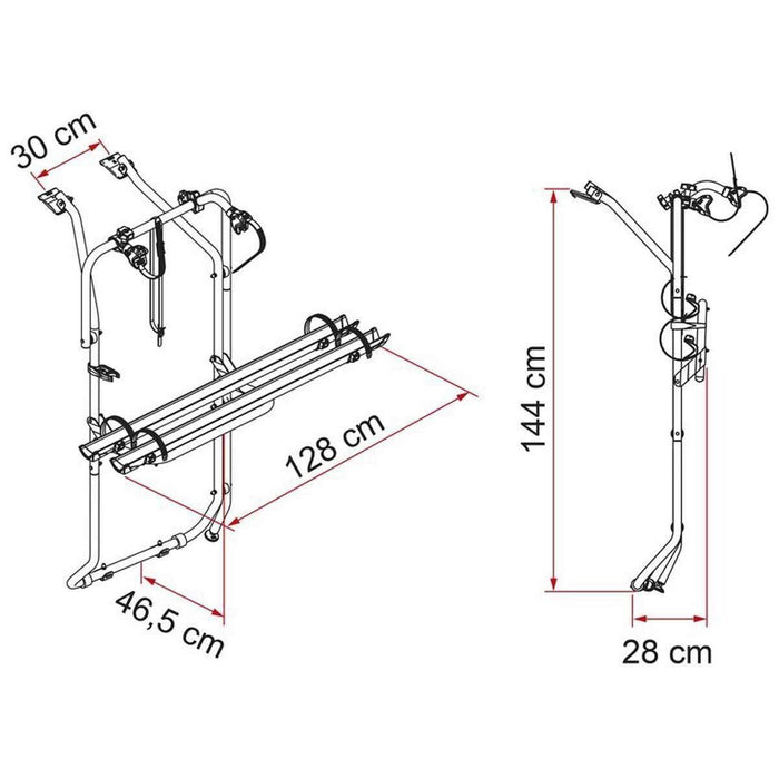 Fiamma Carry-Bike 2 Bike Carrier for VW T5 D / T6 D Rack Deep Black 02096-79A - UK Camping And Leisure