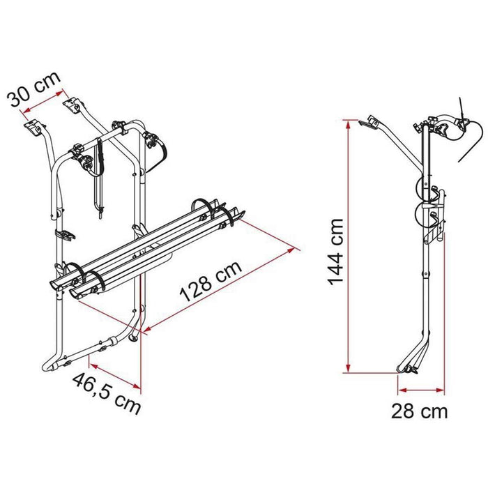 Fiamma Carry-Bike 2 x Bike Rack Carrier for VW T5 D / T6 D (02096-79-) Fiamma - UK Camping And Leisure