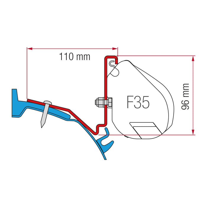 Fiamma F35 Awning Adapter Bracket Kit For Ford Custom Capland Capfun Campervan 98655Z035 Fiamma - UK Camping And Leisure