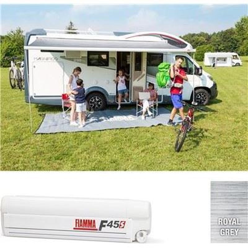 Fiamma F45 S Winch Awning Wind Out 450 Polar White Royal Grey Fabric 06280G01R Fiamma - UK Camping And Leisure
