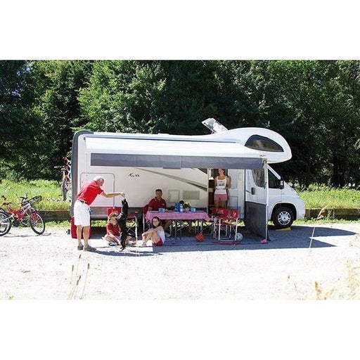 Fiamma F45L 500cm Awning Polar White Case Royal Blue Fabric Motorhome Van UK Camping And Leisure