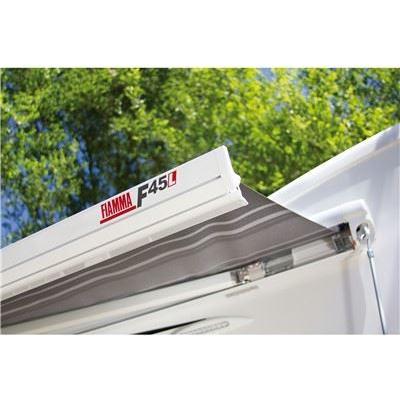 Fiamma F45L Winch Awning Wind Out 550 Polar White Case Royal Blue Fabric Fiamma - UK Camping And Leisure