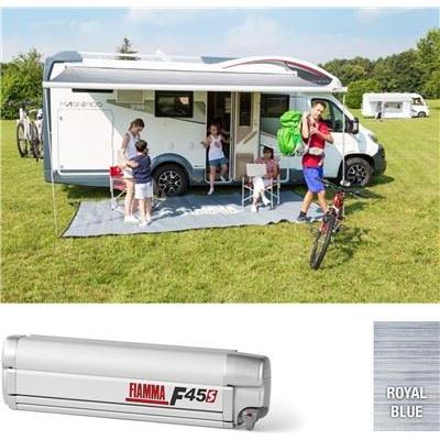 Fiamma F45S 425cm Awning Polar White Case Royal Blue Fabric Motorhome Caravan Fiamma - UK Camping And Leisure