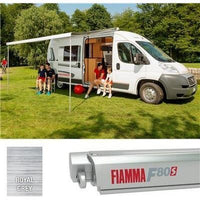 Fiamma F80S 340 Awning Titanium Case Royal Grey Fabric Motorhome Caravan Van
