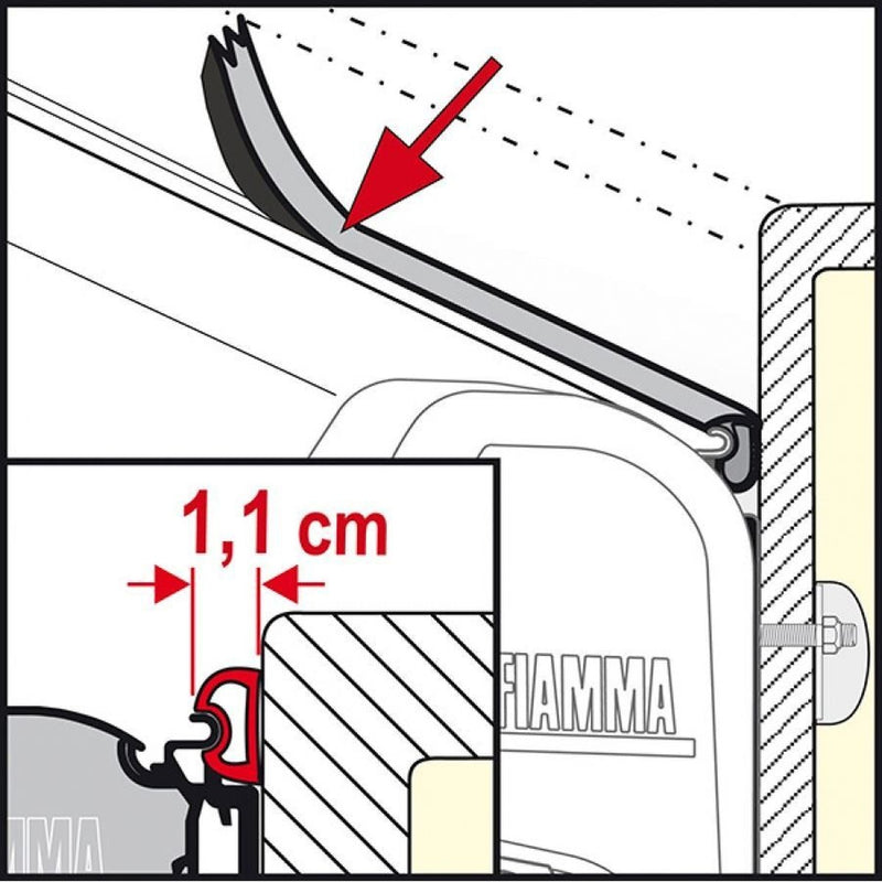 Fiamma Rain Guard 1.1Cm Wide X 1M, Rubber Rain Seal For Fiamma F45 Awnings 03910-01- Fiamma - UK Camping And Leisure