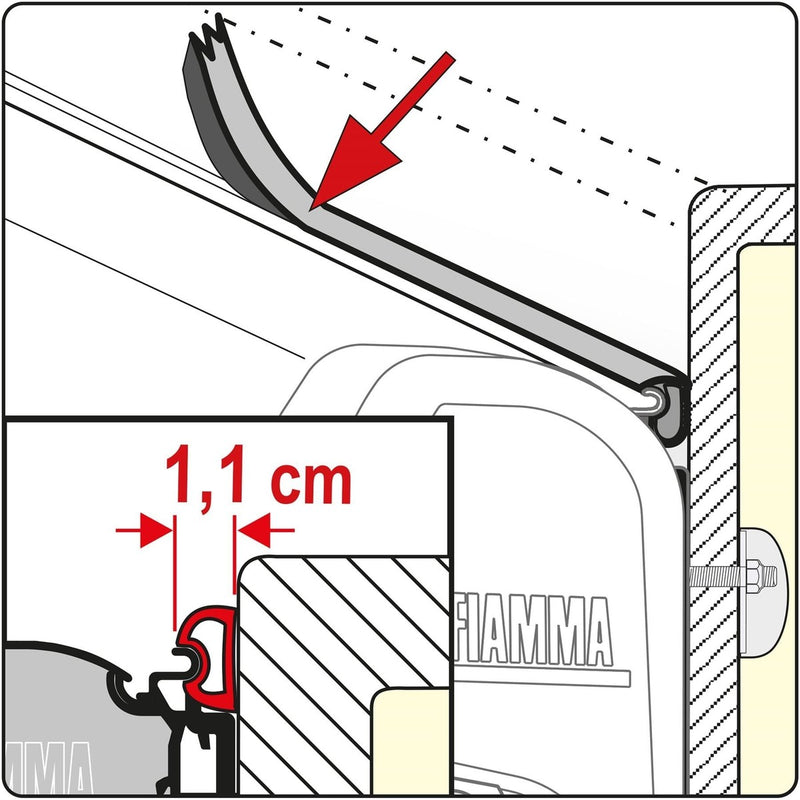 Fiamma Rain Guard 1.1Cm Wide X 1M, Rubber Rain Seal For Fiamma F45 Awnings 03910-01- Fiamma - UK Camping And Leisure