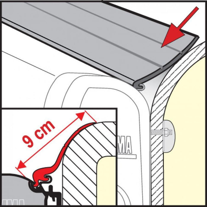 Fiamma Rain Guard 9Cm Wide X 1M, Rubber Rain Seal For Fiamma F45 Awnings 04629-01- Fiamma - UK Camping And Leisure