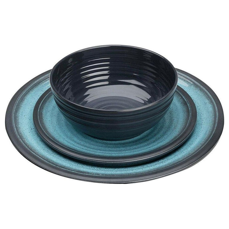 Flamefield Granite Aqua Dinner Set Premium Melamine 12 piece Camping Picnic Flamefield - UK Camping And Leisure
