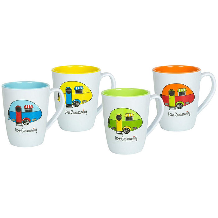 Flamefield Set Of Four 4 Love Caravanning Melamine Kitchen Camping Mug Set Flamefield - UK Camping And Leisure