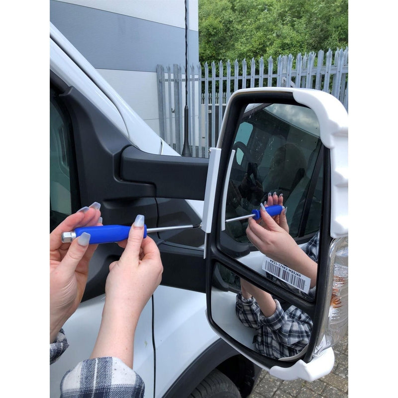For Ford Transit Mark 8 Mirror Protectors White Pair - Twin Arm Model Only Milenco Milenco - UK Camping And Leisure
