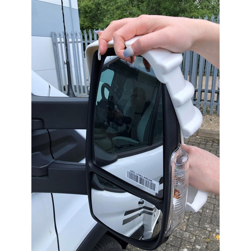 For Ford Transit Mark 8 Mirror Protectors White Pair - Twin Arm Model Only Milenco Milenco - UK Camping And Leisure