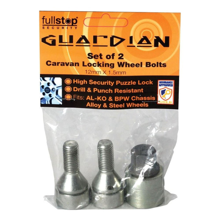 Fullstop Guardian Ultra Locking Wheel Bolts for Caravan Alloy Wheels Pack of 2 - UK Camping And Leisure