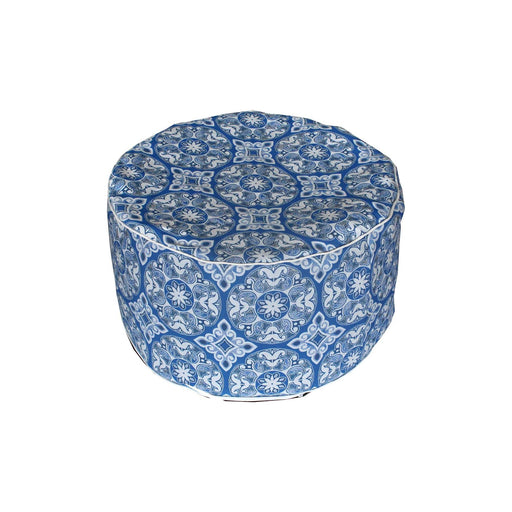 Garden Jacuard Blue Print Inflatable Ottoman Pouf - UK Camping And Leisure