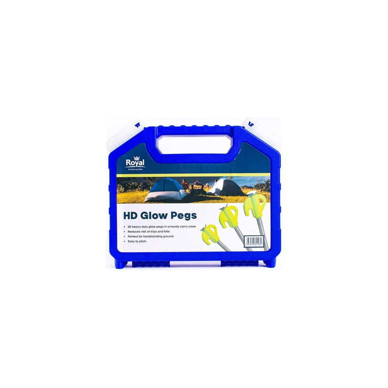 Glow Pegs In Case x20 Tent Awning Royal Leisure Hard Ground Easy Pitch Royal - UK Camping And Leisure